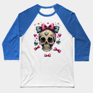 Skull with Bows Baseball T-Shirt